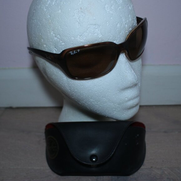Ray-Ban Polarized W0957 Tortoise Rectangle Wrap Sunglasses main image 5